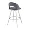 Armen Living Lottech Swivel Bar Stool in Brushed Stainless Steel with Gray Faux Leather 840254335417 - alternate 4